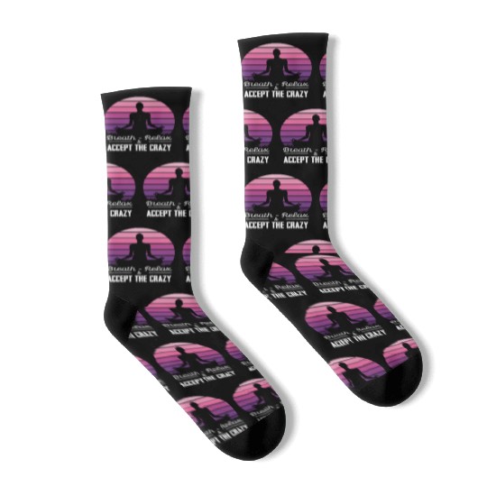 Breath Relax Accept the Crazy Meditation Zen Art Socks