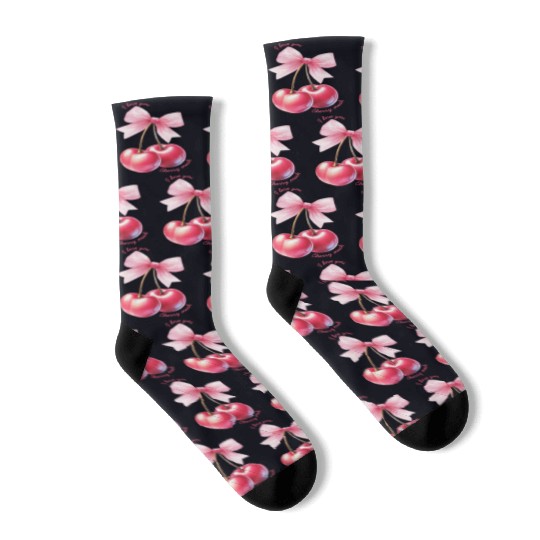 Cherries Bow, Valentines Retro Socks