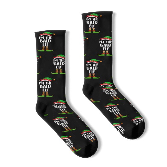 I'm The Bald Elf Socks Matching Family Christmas