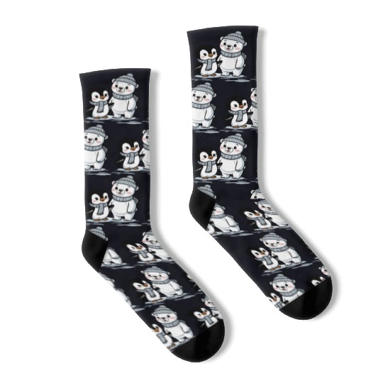 Penguin and Polar Bear Friends Socks