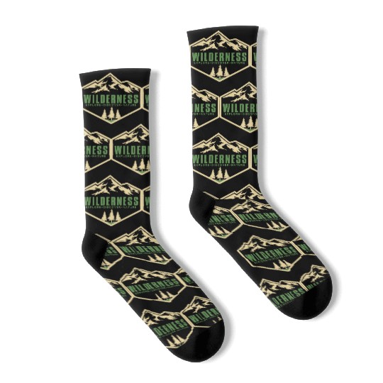 Wilderness Artwork simple design mountain days Socks