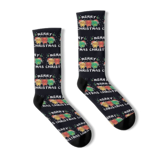 Merry Christmas Cute Dragon Festive Lights Dragon Socks