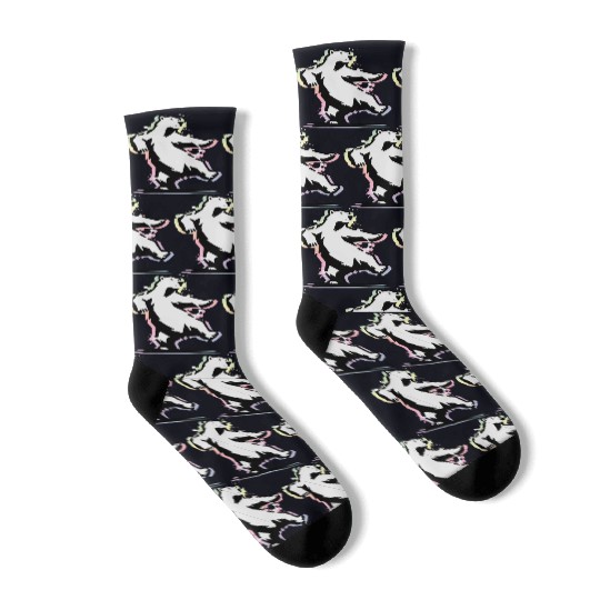 Dancing polar bear in stencil style Socks