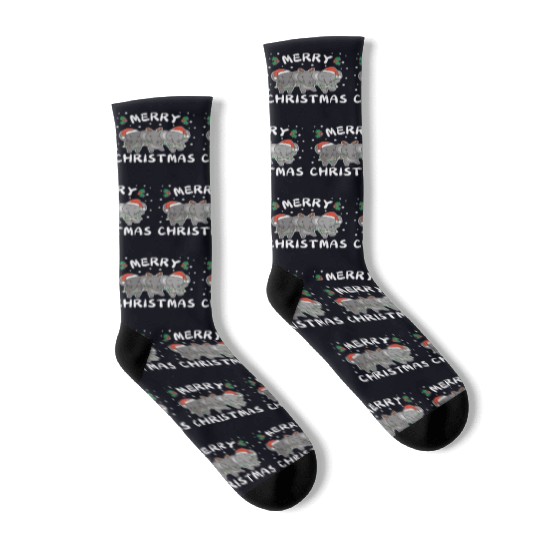 Merry Christmas Cute Elephant Festive Lights Socks