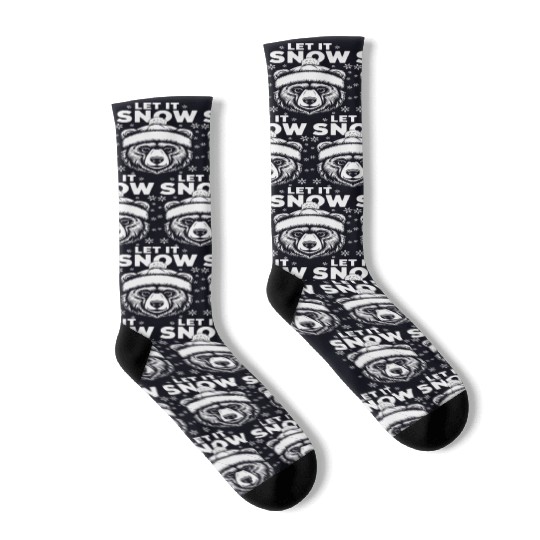 Let It Snow Bear Christmas Socks, Winter Holiday