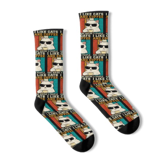 I Like Cats and Coffee Funny Socks