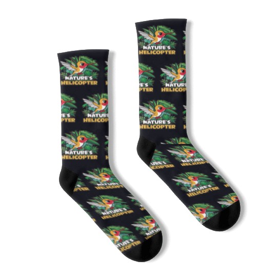 Hummingbird Humor Nature's Helicopter Tropical Socks