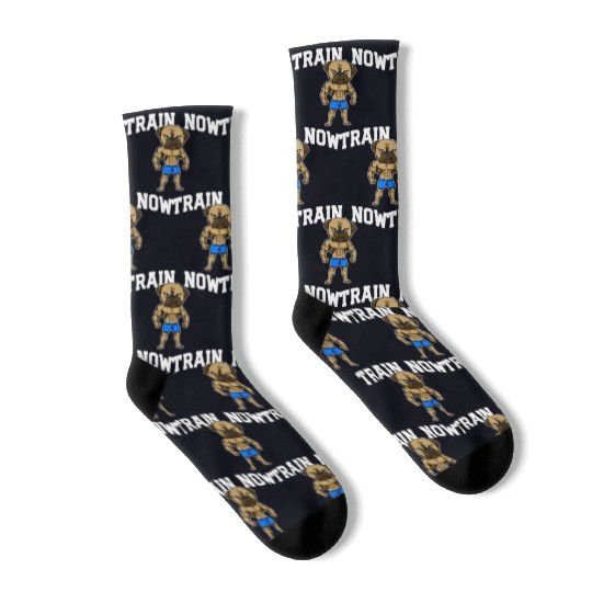 Train Now Workout Motivational Quote Gym Socks