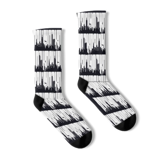 New York Skyline Typography Socks