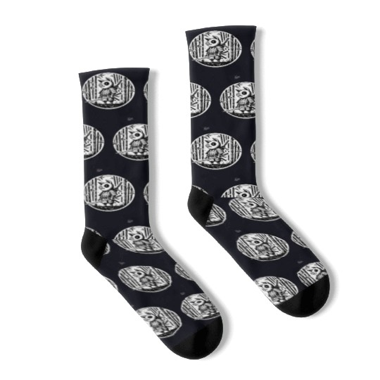 Pig Samurai in Bamboo Forest Socks