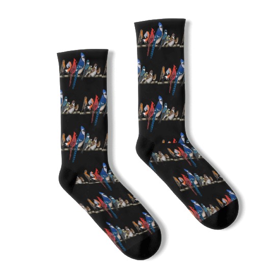 Garden Birds Blue Jay Cardinal Bullfinch Birding Socks