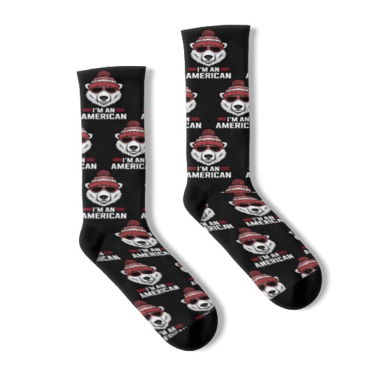 I m An American polar bear USA Gift Idea Socks