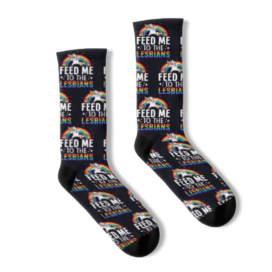Feed Me To The Lesbians Lesbian Pride LGBTQ Socks