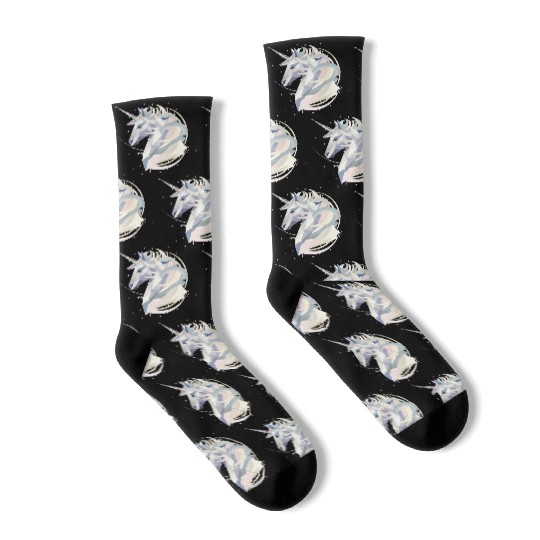 Magical geometric unicorn in pastel colors Socks