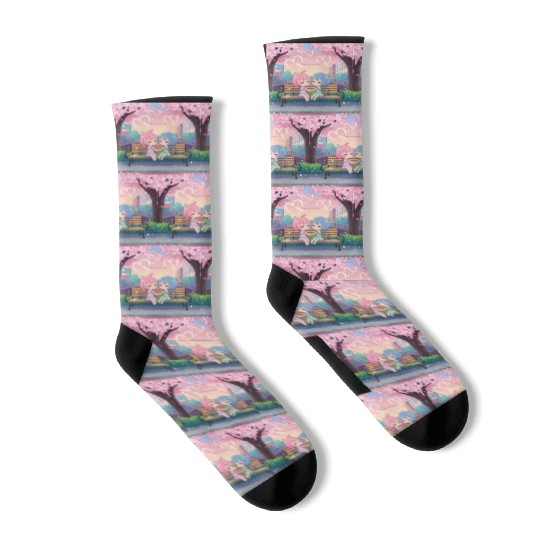 Japanese kawaii couple sunshine Socks