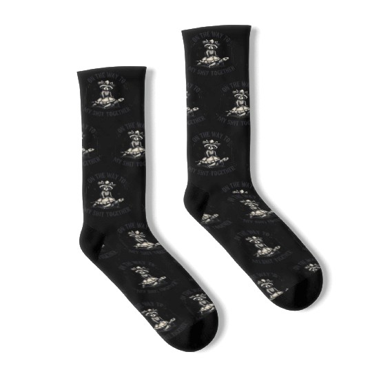 On the Way to Get It Together Raccoon Cowboy Vibes Socks