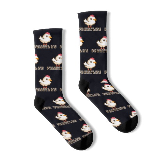 Feathered and Fearless: Bold 8-Bit Chicken Socks