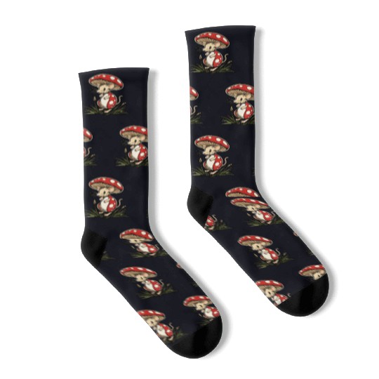 Mushroom Mouse Funny Animal And Mushroom Socks