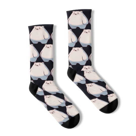Cute Polar Bear Cartoon Happy Relaxed Socks