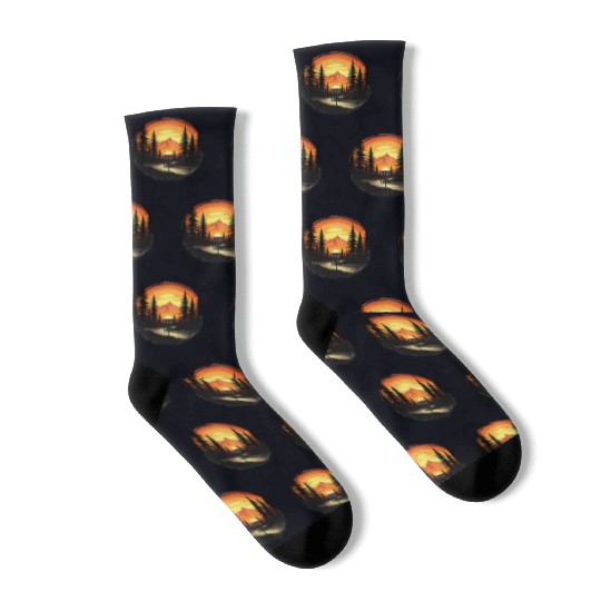 Disc Golf Mountain Sunset Socks