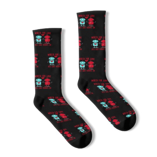 Valentine's Day Gift: Two Robots in Love on Bella Socks