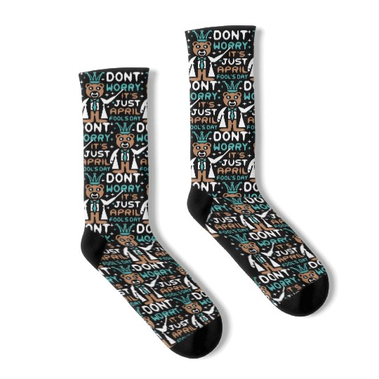 Funny Teacher Bear Celebrate April Fools Day Socks