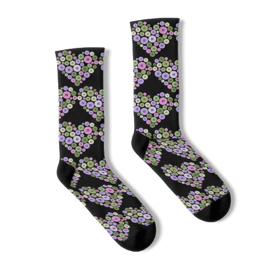 Pastel Pink Green Purple Button Heart Socks