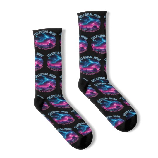 Celestial Neon - A sky full of glowing secrets Socks