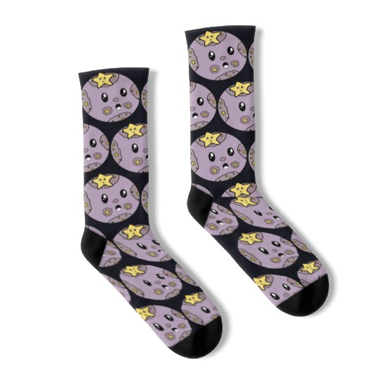 Surprised Purple Moon Socks