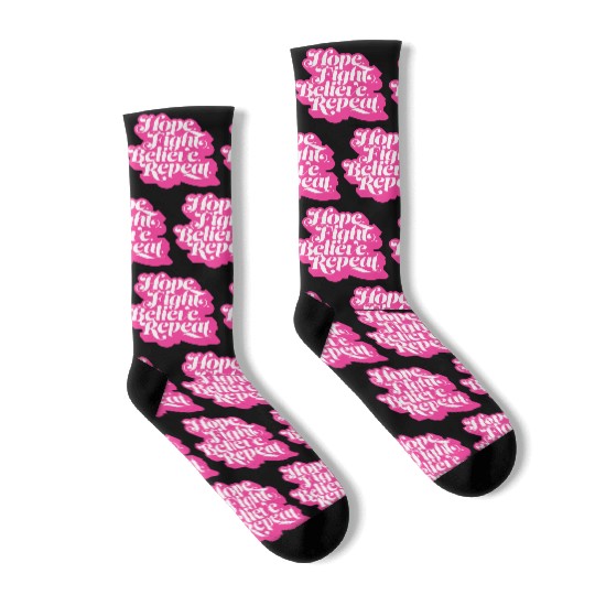 Hope Fight Believe Repeat American Cancer Society Socks
