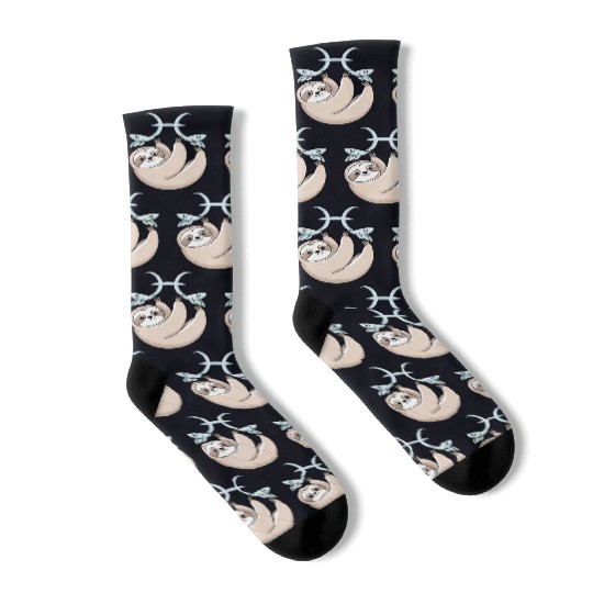 Pisces Zodiac Sloth Embracing Your Cosmic Calm Socks