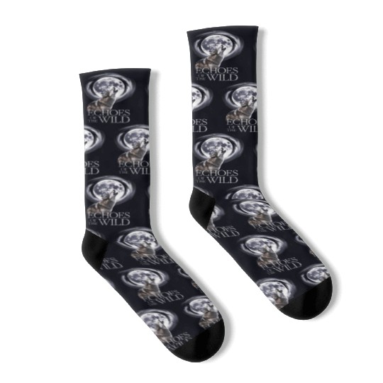 Echoes Of The Wild Howling Wolf Moon Art Socks