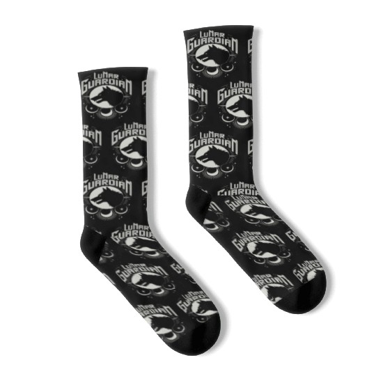 Lunar Guardian Celestial Wolf Moon Phases Socks