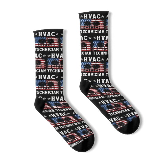 HVAC Technician Patriotic US American Flag Socks