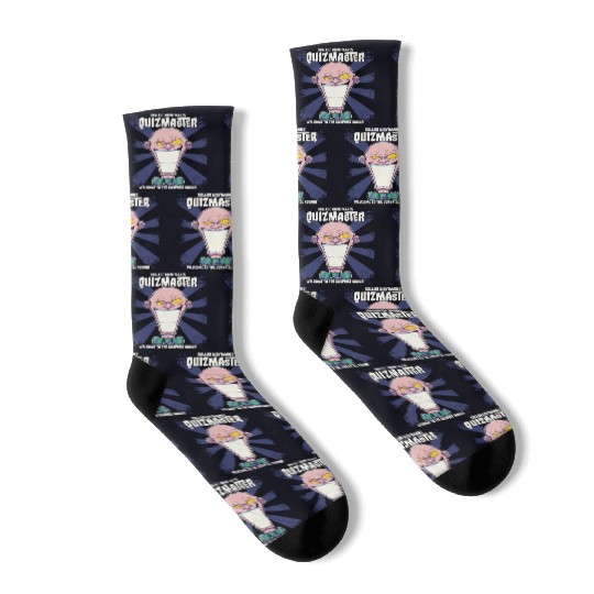 Quizmaster Funny Cartoon College Socks