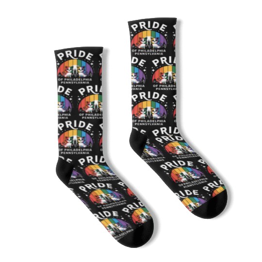 Pride of Philadelphia City Pennsylvania USA Rainbo Socks