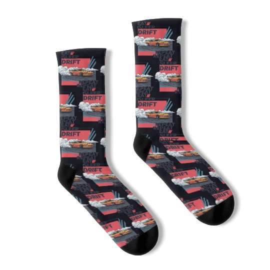 Eat Sleep Drift Repeat Socks – Neon JDM Car Raci