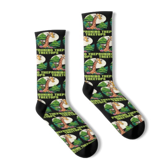 Gardener Giraffe - Pruning the treetops Socks