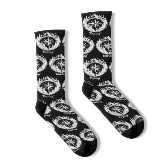 Compass Mountains Hiker, Unplug Nature Adventure Socks