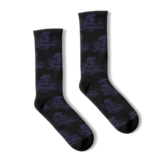 Motivational Typography with Lion Illustration Socks