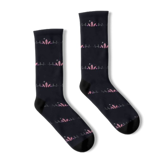 Lesbian Heartbeat Crystals Moon Stars Pride Socks