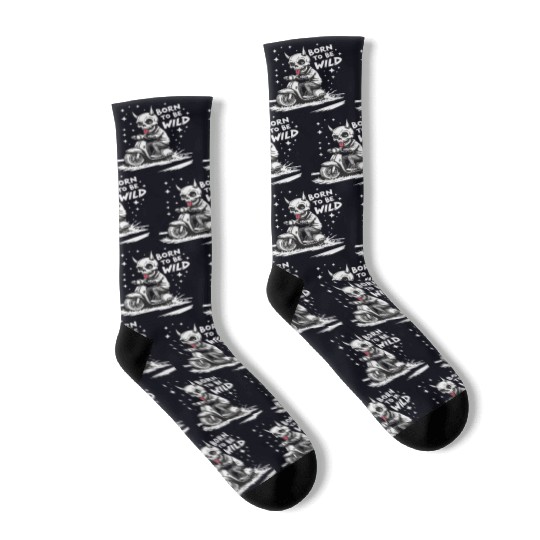 Born to Be Wild - Skull Devil on Scooter Socks