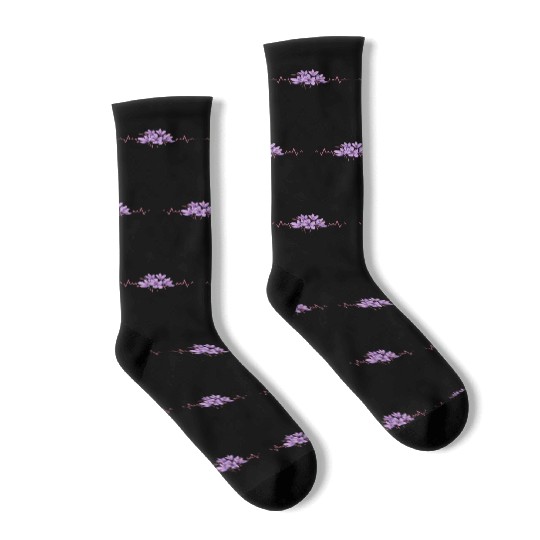 Lesbian Heartbeat Violet Flower Love Pride Art Socks