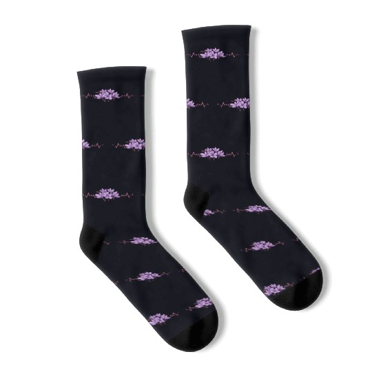 Lesbian Heartbeat Violet Flower Love Pride Art Socks