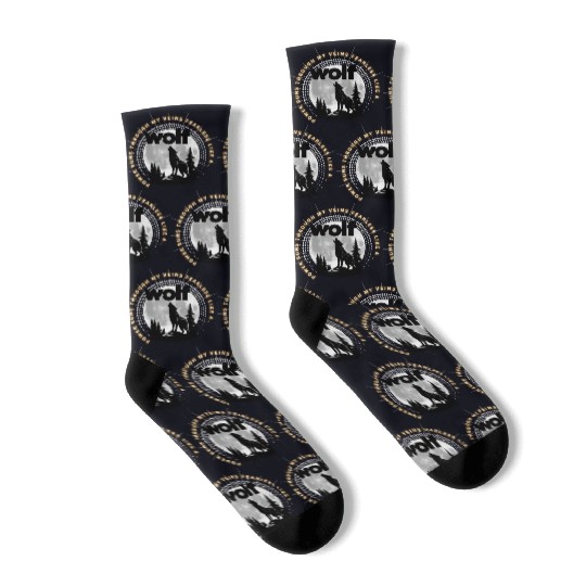 Fearless Wolf Full Moon Socks