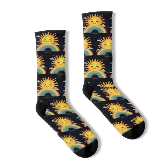 You Are My Sunshine – Happy Sun & Rainbow Design Socks