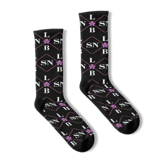 Subtle Lesbian Violet Flower Hidden Pride Socks
