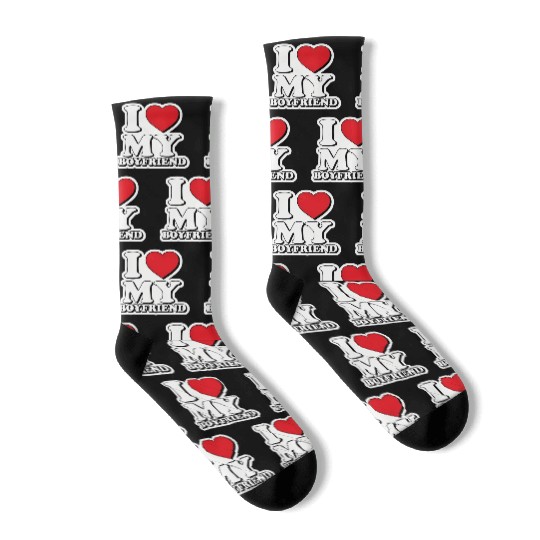 "I Love My Boyfriend" graphic design Socks