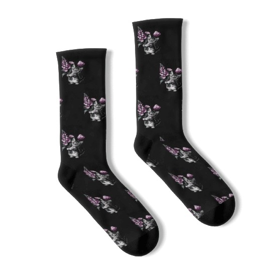 Subtle Floral Anti Trump Flowers Foxglove Daisy Socks