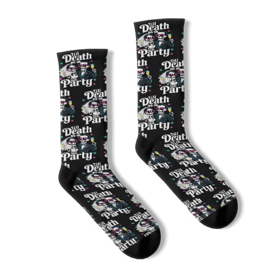 Funny Skeleton Bride and Groom Till Death Do Party Socks